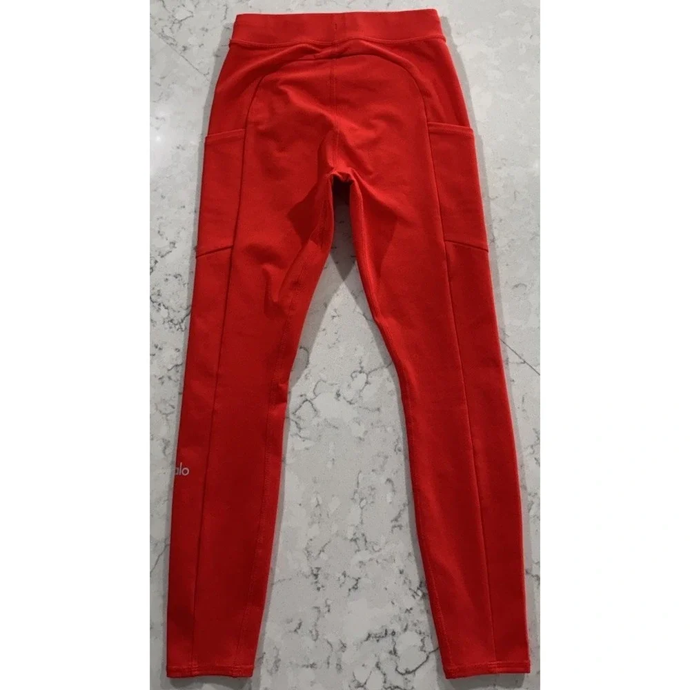 ALO Yoga‎ 7/8 High Waist Checkpoint Leggings Womens XS Red Stretch Drawstring